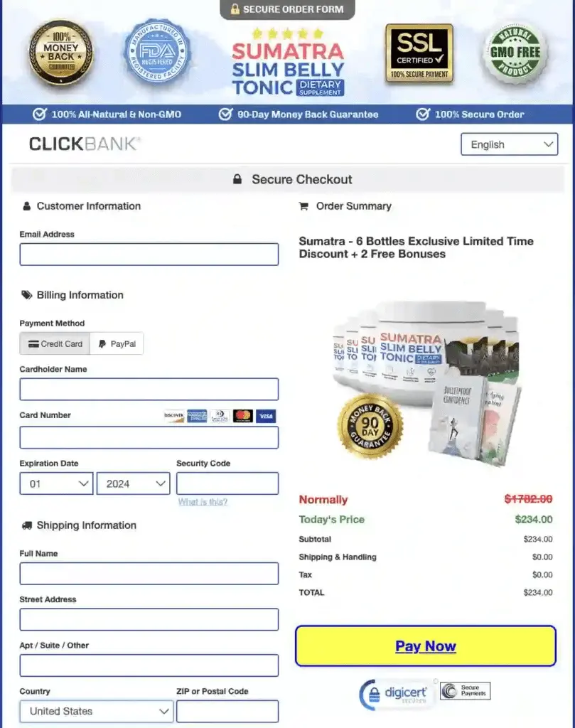 Sumatra Slim Belly Tonic order page